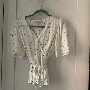 NWT Loft Puff Sleeve Wrap Shirt